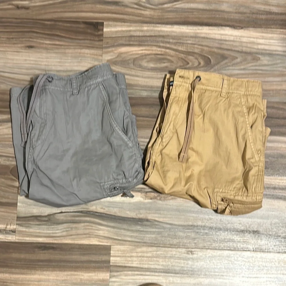 i Jeans By Buffalo Cargo Shorts Bundle Men’s Size 34 Gray And Tan Drawstring